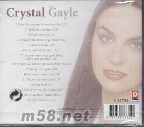 CRYSTAL GAYLE紫水晶專輯背面圖片