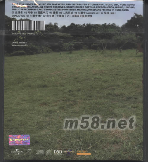 THE SURVIVOR專輯背面圖片