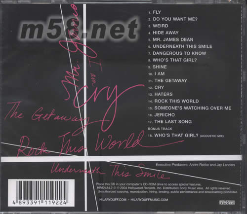 Hilary Duff專輯背面圖片