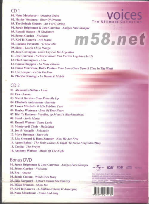 Voices THE ULTIMATE COLLECTION (豪華影音精選套裝)專輯背面圖片