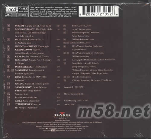 SELECTIONS FROM THE HEIFETZ COLLECTION 海菲茲XRCD專輯背面圖片