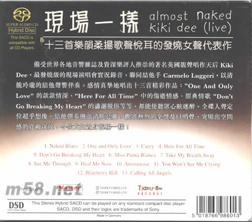 ALMOST NAKED現場一樣SACD專輯背面圖片