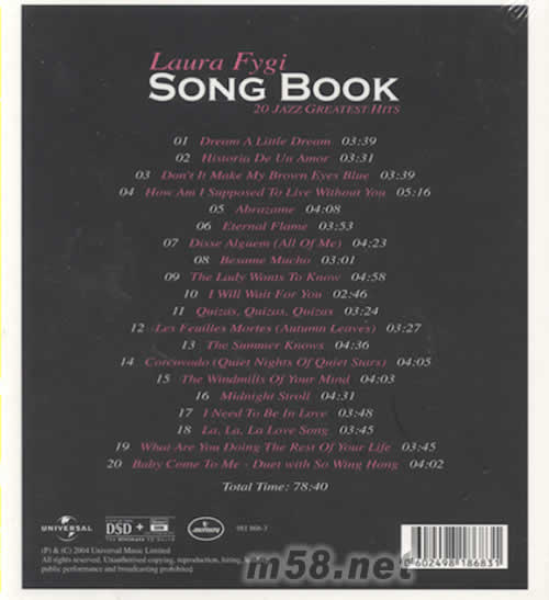 SONG BOOK專輯背面圖片