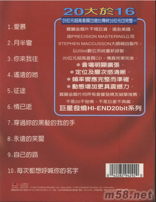 情無四歸發(fā)燒20BIT系列專輯背面圖片
