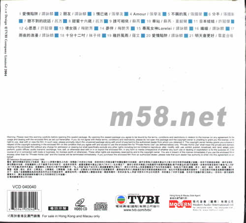 1985年度十大勁歌金曲頒獎典禮 2VCD專輯背面圖片