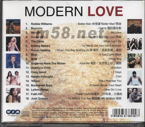 MODERN LOVE專輯背面圖片