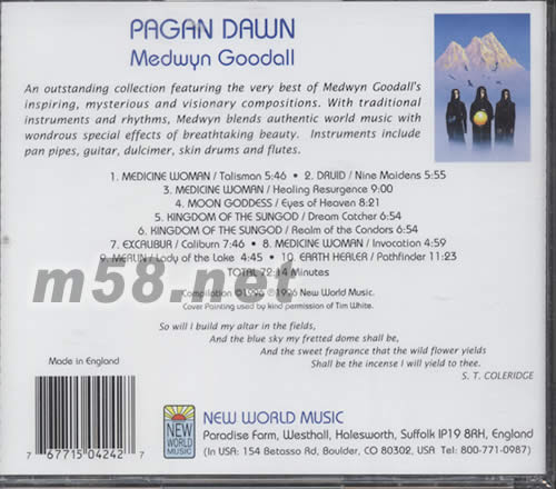 黎明PAGAN DAWN 新世紀(jì)純音樂專輯背面圖片