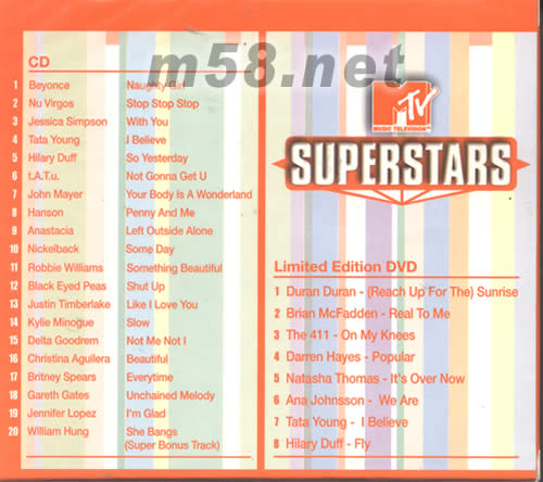MTV SUPERSTARS CD+DVD限量版專輯背面圖片
