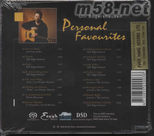 PERSONAL FAVOURITES 吉它皇SACD專輯背面圖片