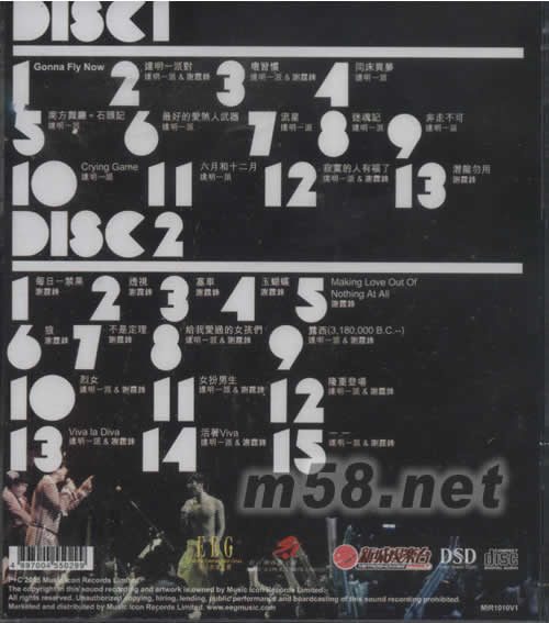 新城唱好 謝霆鋒x達明一派 同場異夢音樂會CD專輯背面圖片