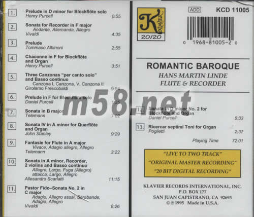 浪漫巴洛克ROMANTIC BARROQUE專輯背面圖片