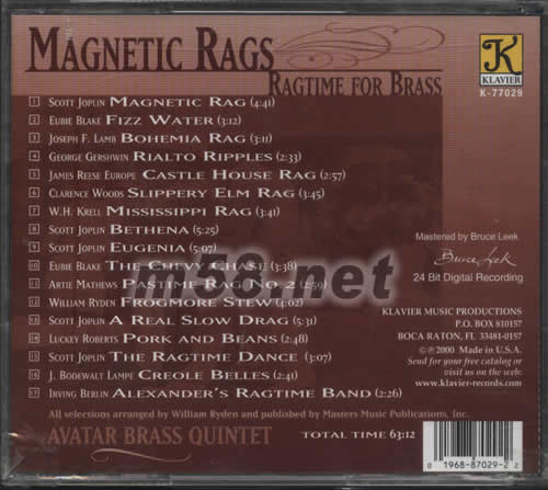 拉格泰姆音樂 AVATAR BRASS QUINTET專輯背面圖片