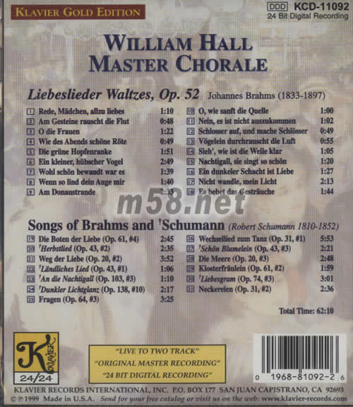 布拉姆斯 舒曼歌曲與華爾茲專輯背面圖片