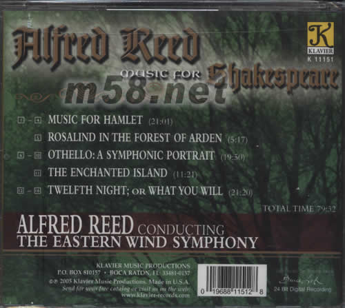 為莎士比亞作的音樂MUSIC OFR SHAKESPEARE專輯背面圖片