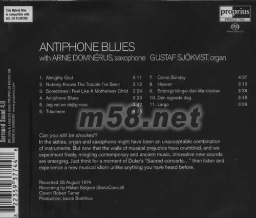 白教堂 ANTIPHONE BLUES DOMNERUS SJOKVIST 管風琴與色士風 SACD專輯背面圖片