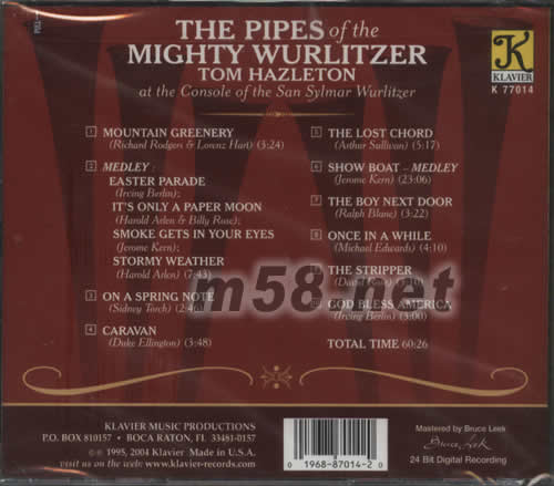 THE PIPES OF THE MIGHTY WURLITZER TOM HAZLETON專輯背面圖片