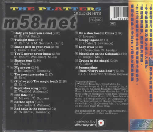 THE PLATTERS GOLDEN HITS專輯背面圖片