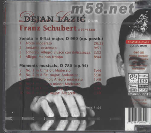 FRANZ SCHUBERT舒伯特(鋼琴SACD)專輯背面圖片