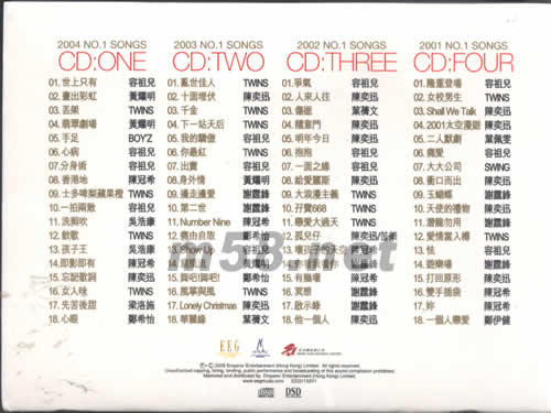 英皇冠軍精選NO 1 4CD套裝專輯背面圖片