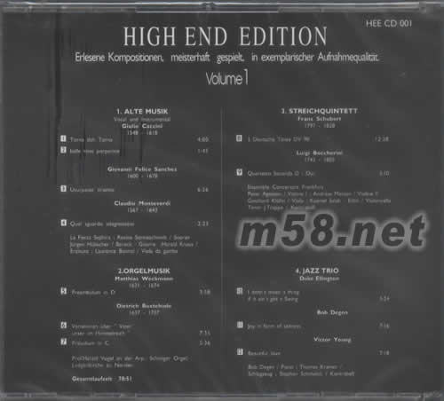 HIGH END EDITON VOLUME 1專輯背面圖片