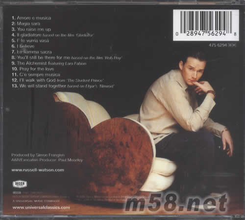 AMORE MUSICA專輯背面圖片