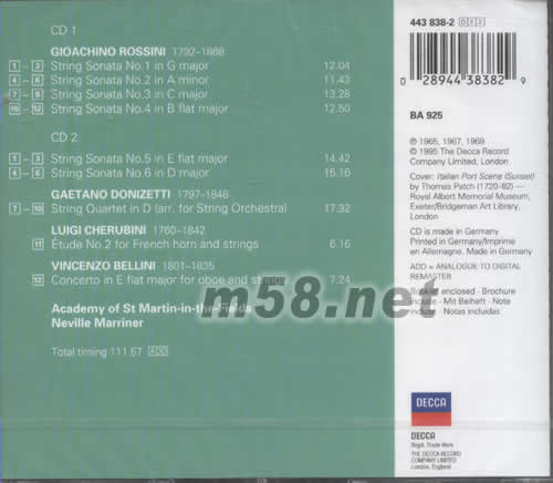 ROSSINI:STRING SONATAS 1-6 羅西尼 弦樂奏鳴曲(古典愛好者必備)專輯背面圖片