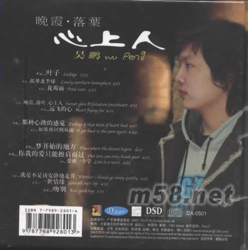 吳鵬 晚霞·落葉 心上人專輯背面圖片