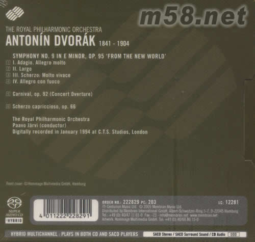 DVORAK德沃夏克SACD專輯背面圖片