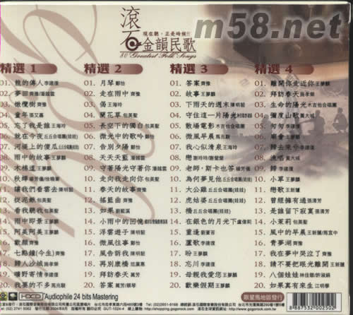 滾石金韻民歌80首全記錄4CD套裝專(zhuān)輯背面圖片