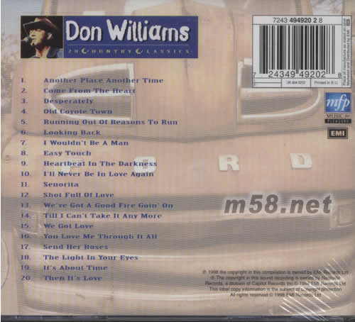 20 Country Classics專輯背面圖片