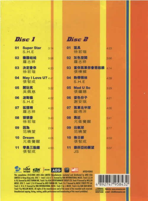 新世代SUPER STAR 10周年巨星超級精選專輯背面圖片