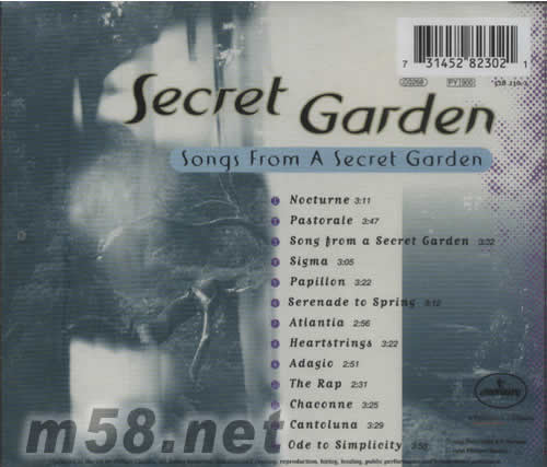 Songs From A Secret Garden專輯背面圖片
