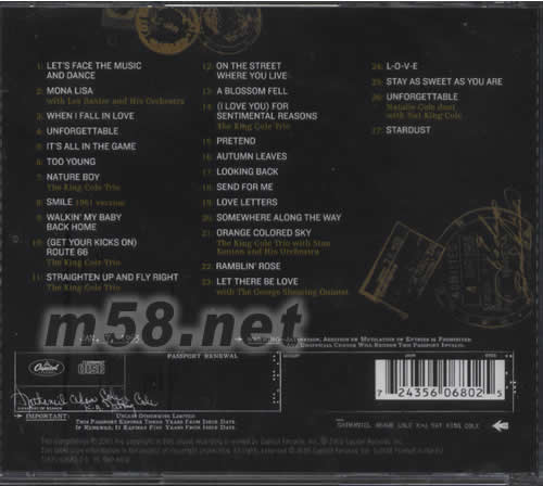 THE WORLD OF NAT KING COLE專輯背面圖片