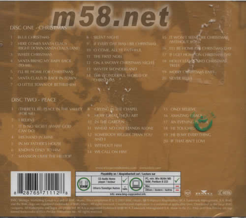 ELVIS CHRISTMAS PEACE 和平圣誕專輯背面圖片