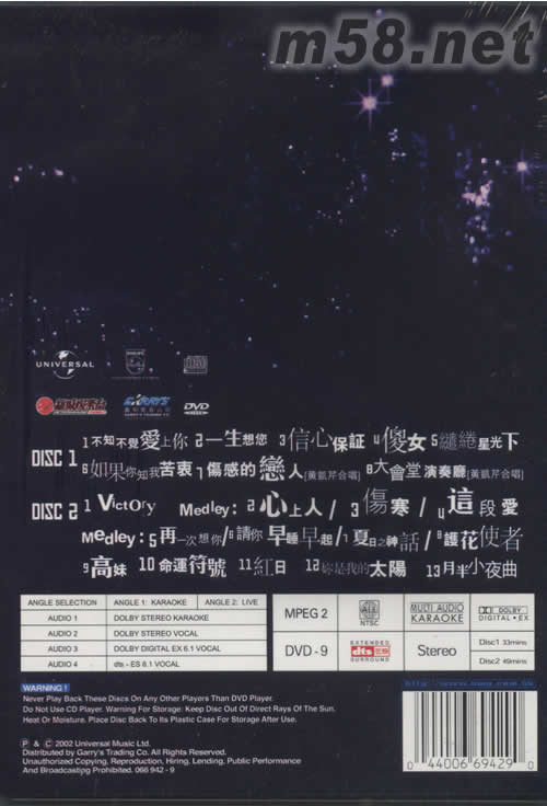 新城唱好音樂大派對卡拉OK LIVE2 DVD專輯背面圖片