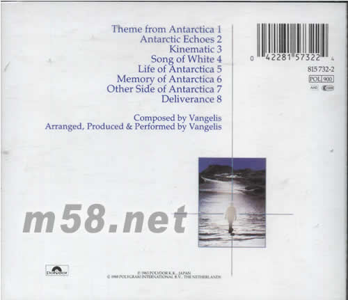 南極物語紀錄片原聲碟ANTARCTICA BY VANGILIS專輯背面圖片