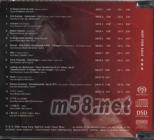 香港高級視聽展2004原音精選SACD專輯背面圖片