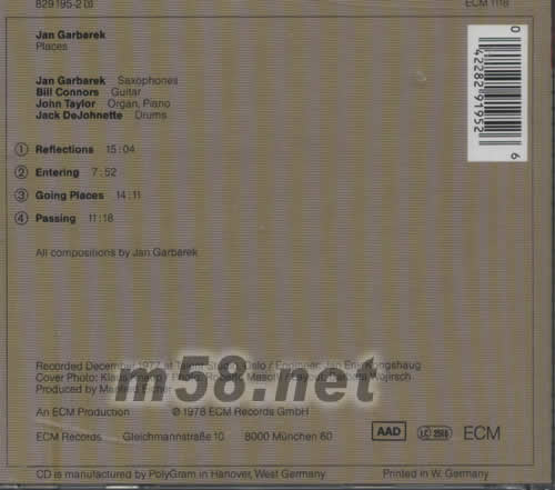 PLACES專輯背面圖片