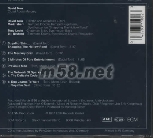 DAVID TORN CLOUD ABOUT MERCURY專輯背面圖片