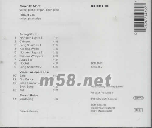 FACING NORTH專輯背面圖片