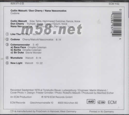 CODONA專輯背面圖片