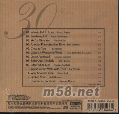 真空管錄音30年(黑色封面)專輯背面圖片