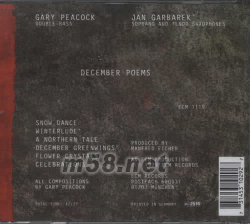 DECEMBER POEMS十二月的詩專輯背面圖片