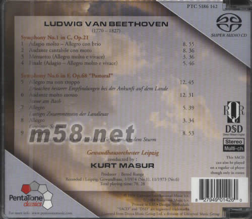 貝多芬第1&6交響曲SACD專輯背面圖片