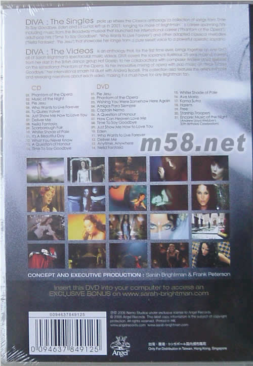 DIVA THE SINGLES THE VIDEOS 醇金選 CD+DVD限量版專輯背面圖片