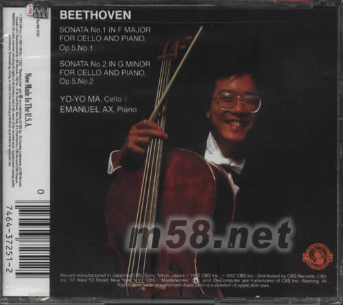 貝多芬奏鳴曲BEETHOVEN CELLO SONATAS MA專輯背面圖片