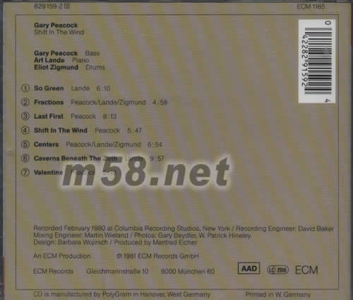 ART LANDE GRAY PEACOCK ELLLIOTT ZIGMUND專(zhuān)輯背面圖片