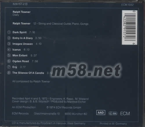 DIARY專輯背面圖片