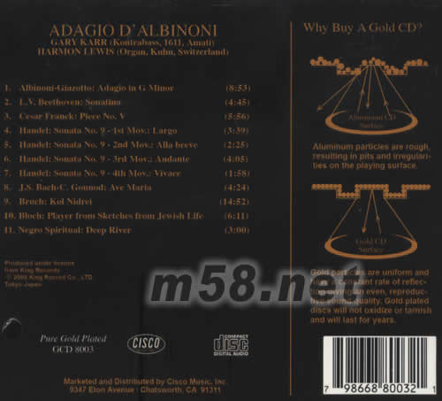ADAGIO D’ ALBINONI(24K金版)專輯背面圖片