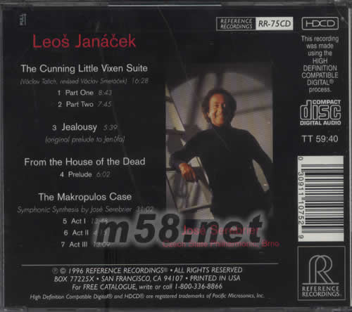 捷克人的交響樂LEOS JANACEK THE MAKROPULOS CASE專輯背面圖片